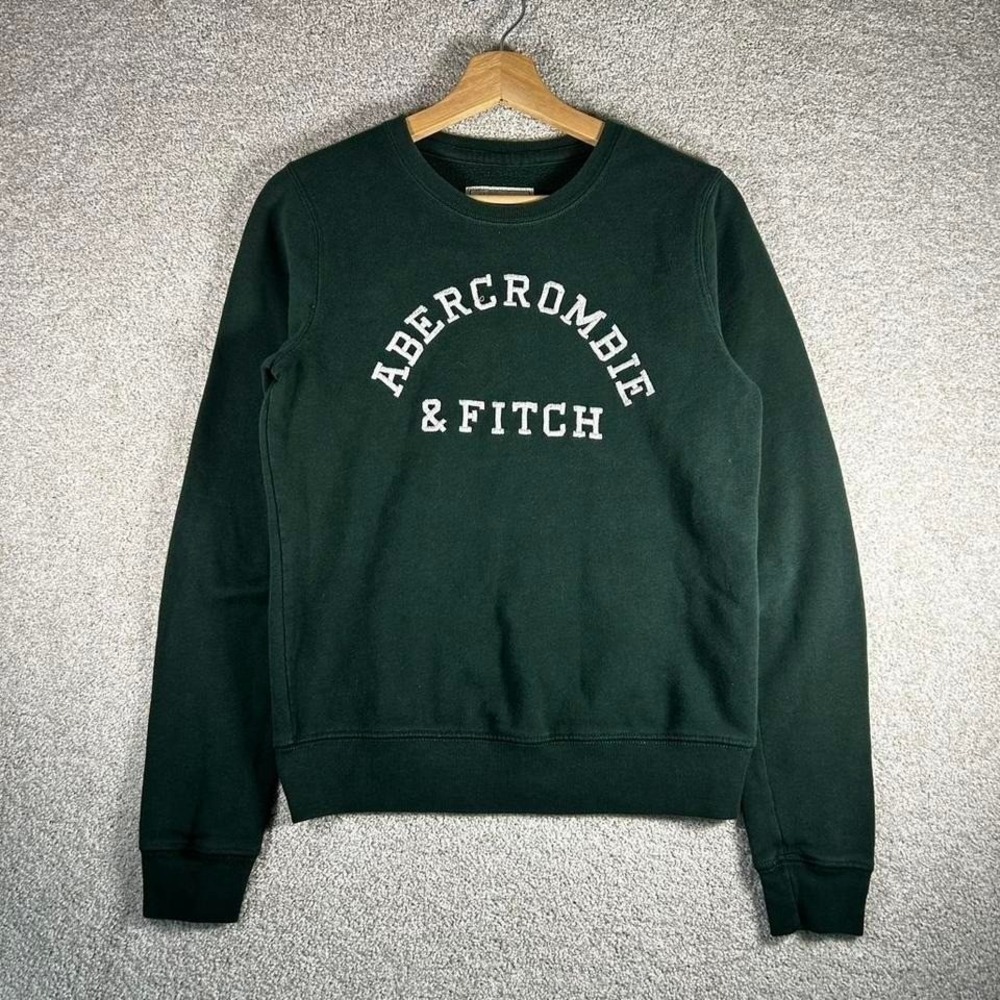 Women's Abercrombie & Fitch dark green embroidered crewneck sweatshirt SMALL